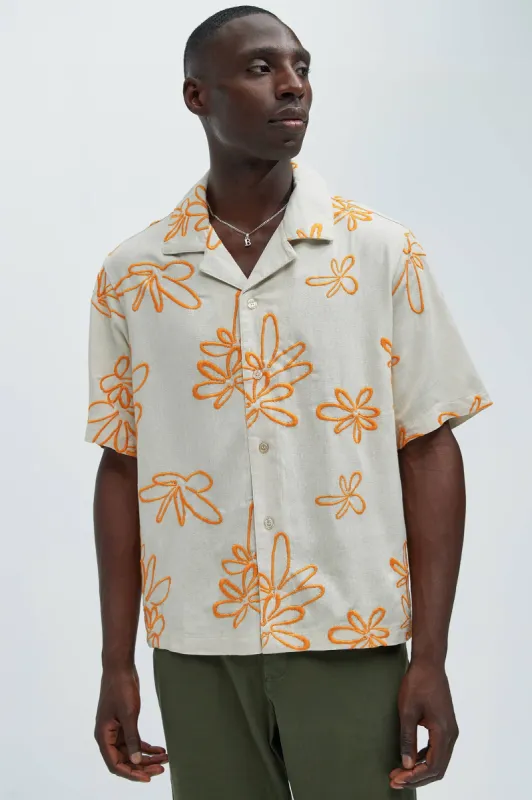 Daydream Floral Linen Shirt - Cream sold by Fashion Nova