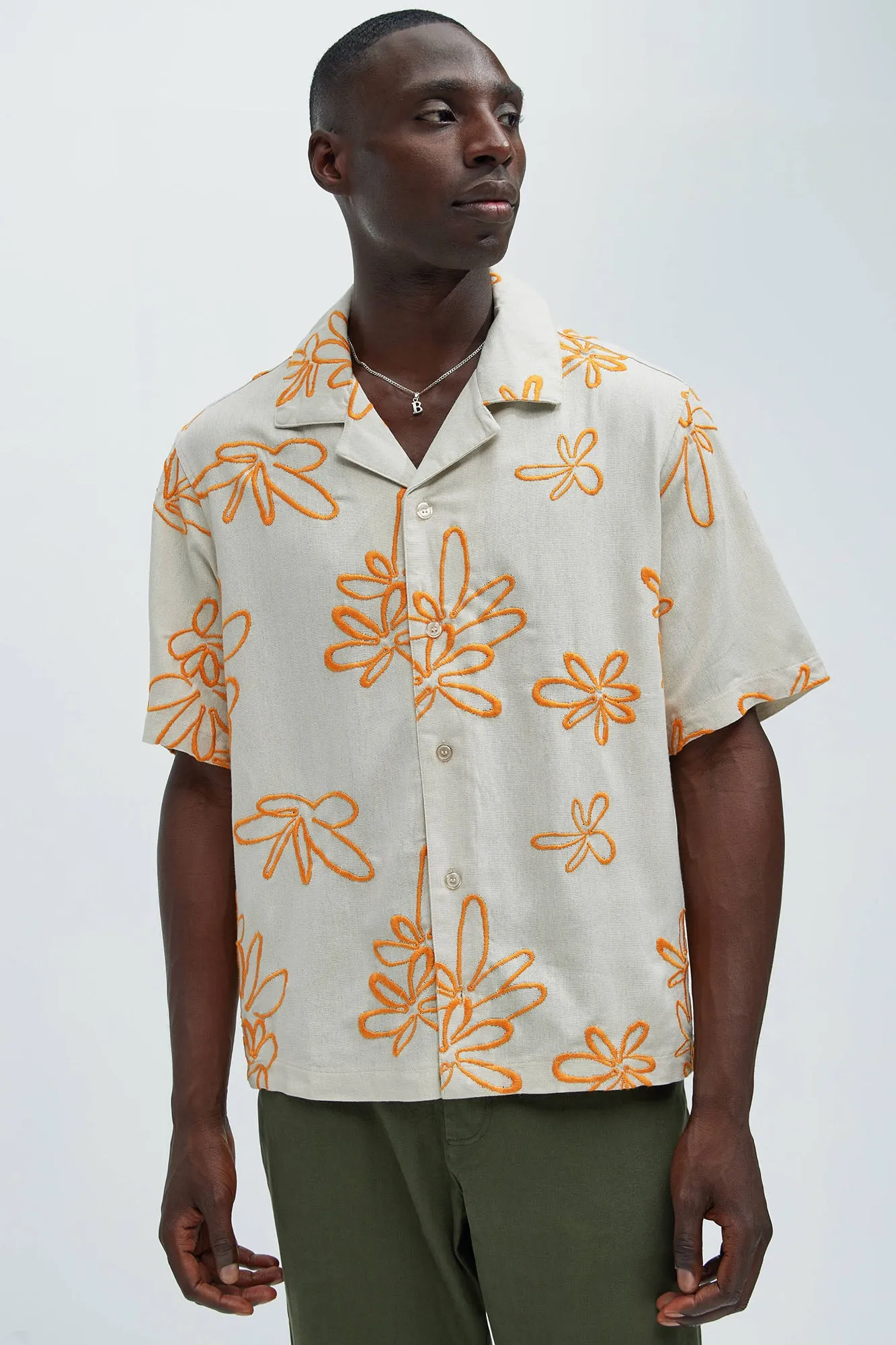 Daydream Floral Linen Shirt - Cream sold by Fashion Nova