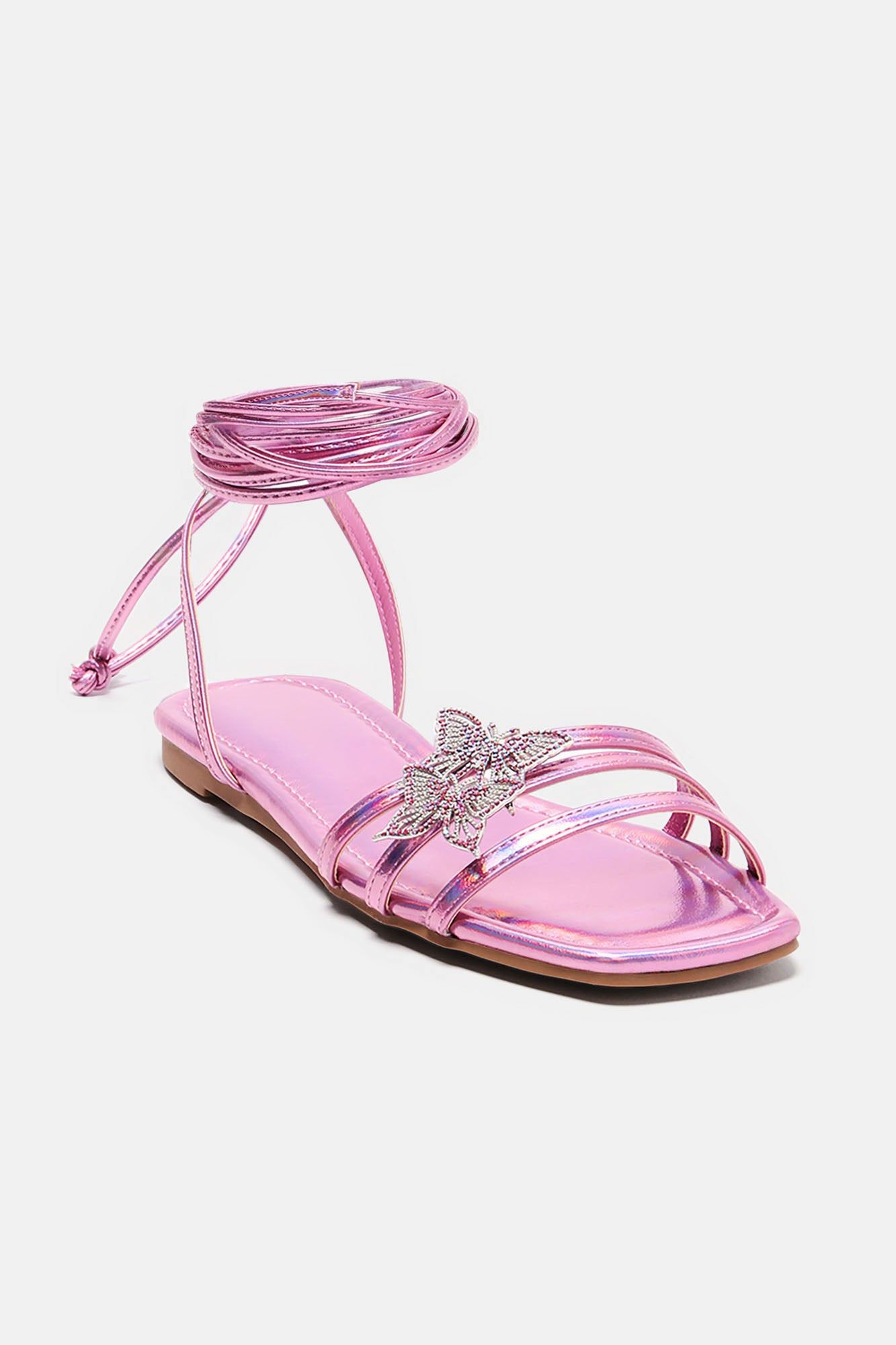 So Relatable Wrap Up Flat Sandals - Pink sold by Fashion Nova product image thumbnail 2