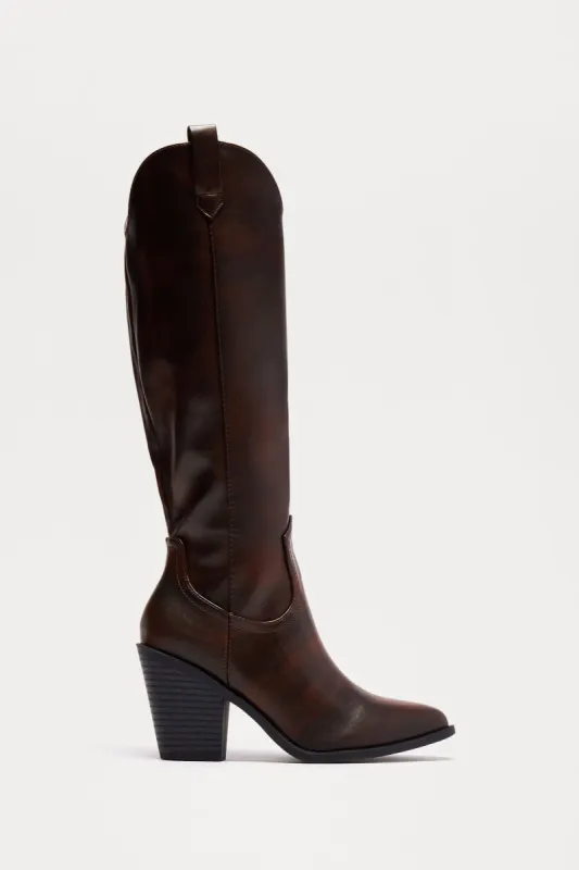 Dallas Darling Cowboy Boots - Brown sold by Fashion Nova