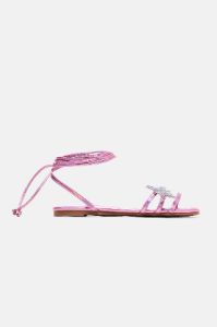 So Relatable Wrap Up Flat Sandals - Pink sold by Fashion Nova