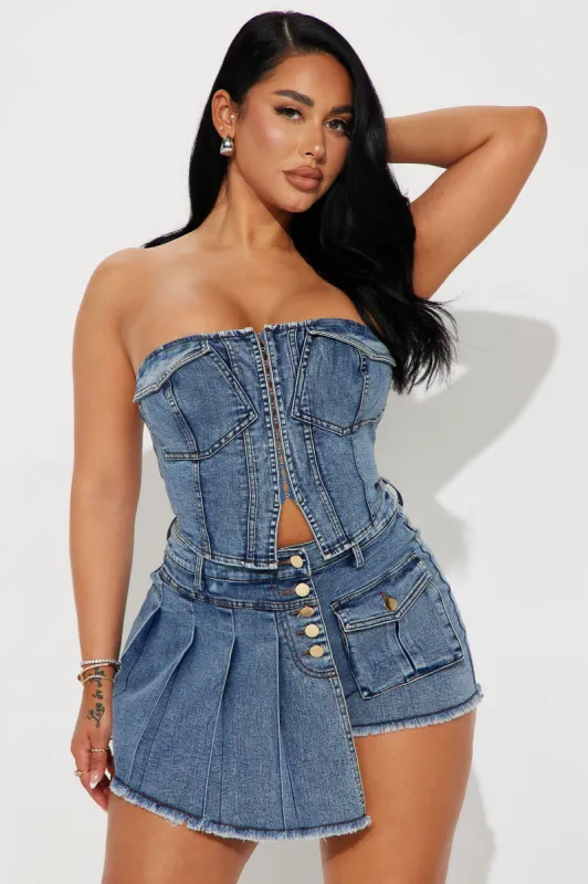 Nayeli Denim Skort Set - Medium Wash sold by Fashion Nova