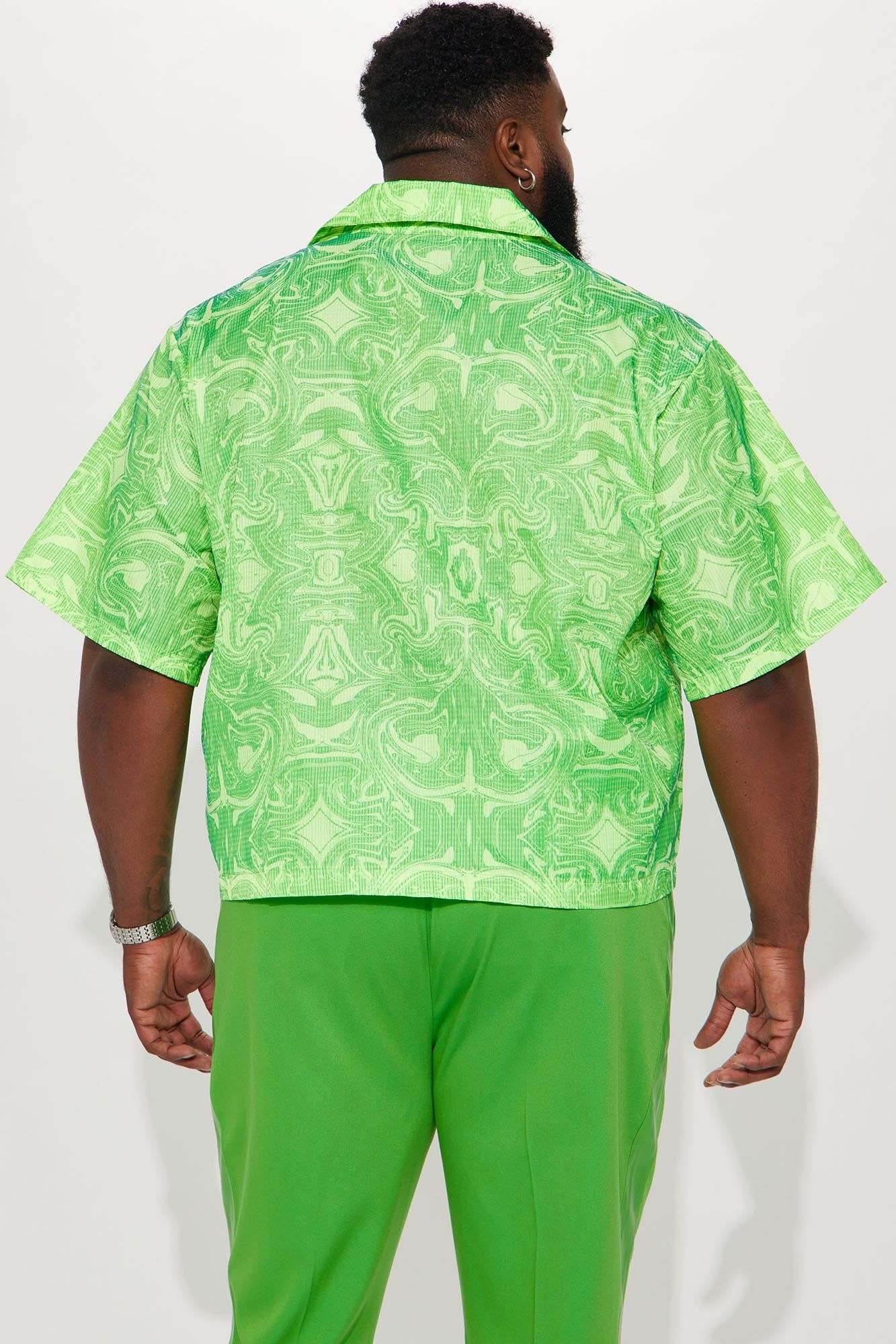 Daytona Textured Cropped Button Up Shirt - Green sold by Fashion Nova product image thumbnail 8