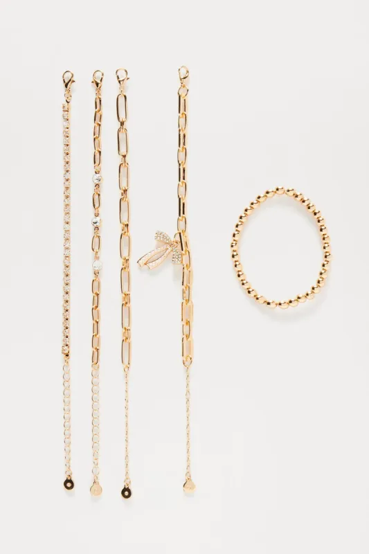 She Is All That 5 Piece Bracelet Set - Gold sold by Fashion Nova