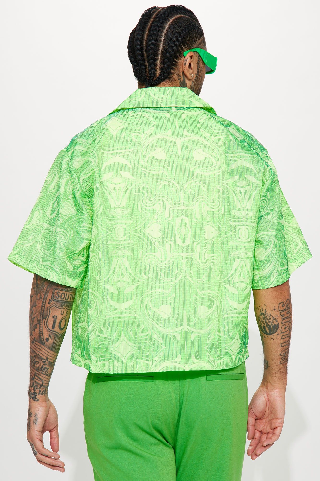 Daytona Textured Cropped Button Up Shirt - Green sold by Fashion Nova product image thumbnail 5