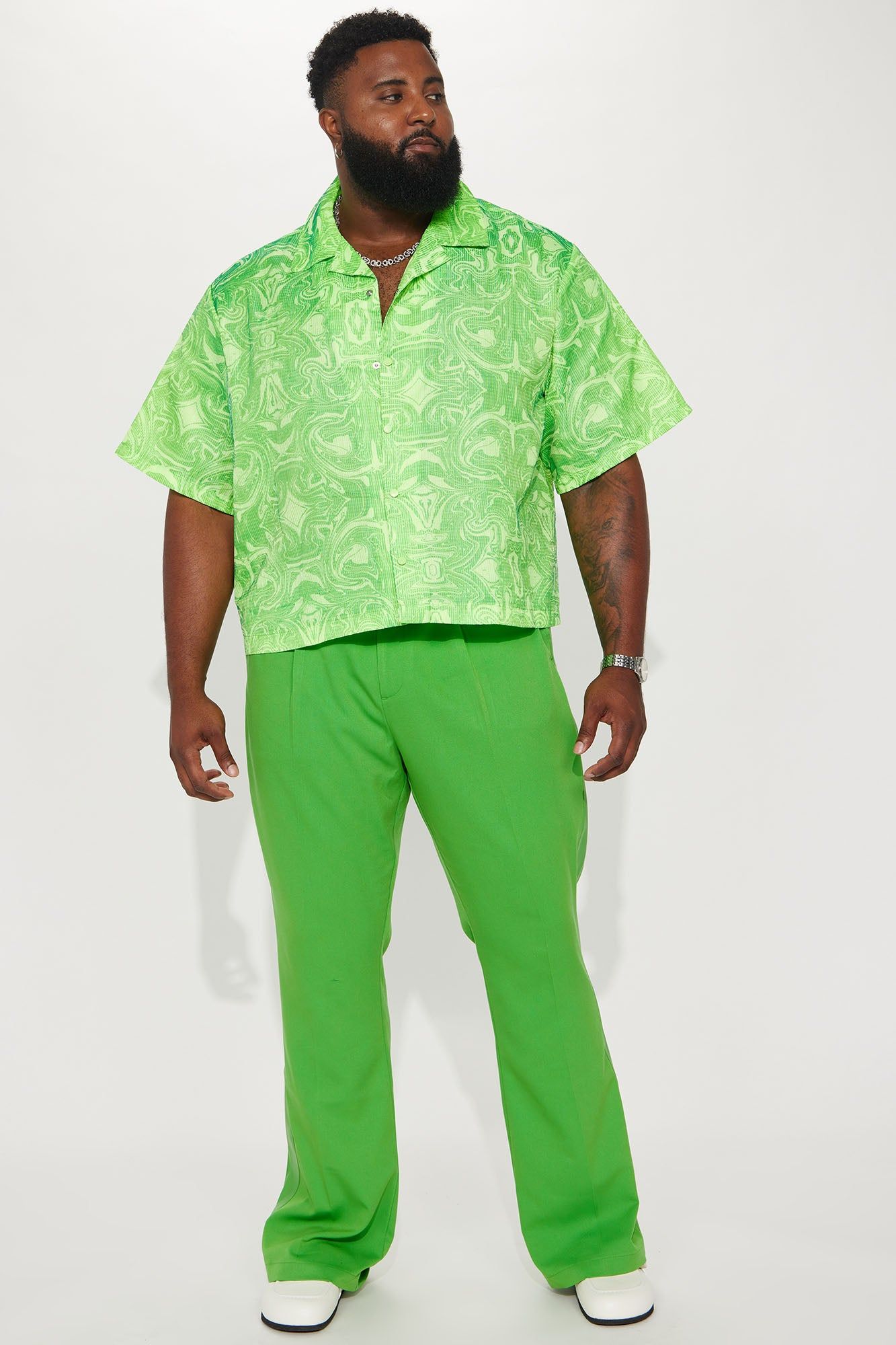 Daytona Textured Cropped Button Up Shirt - Green sold by Fashion Nova product image thumbnail 6