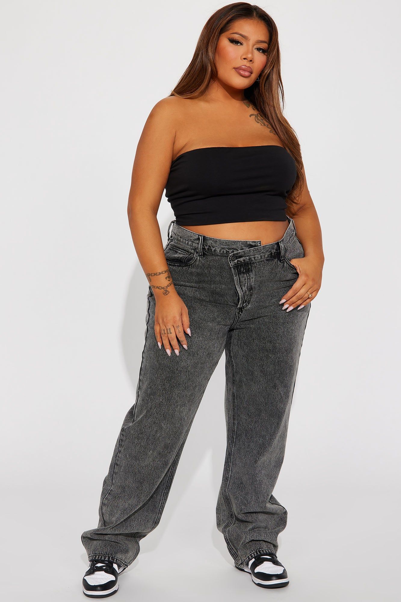 Crossover Straight Leg Tinted Jeans - Black Wash sold by Fashion Nova product image thumbnail 5