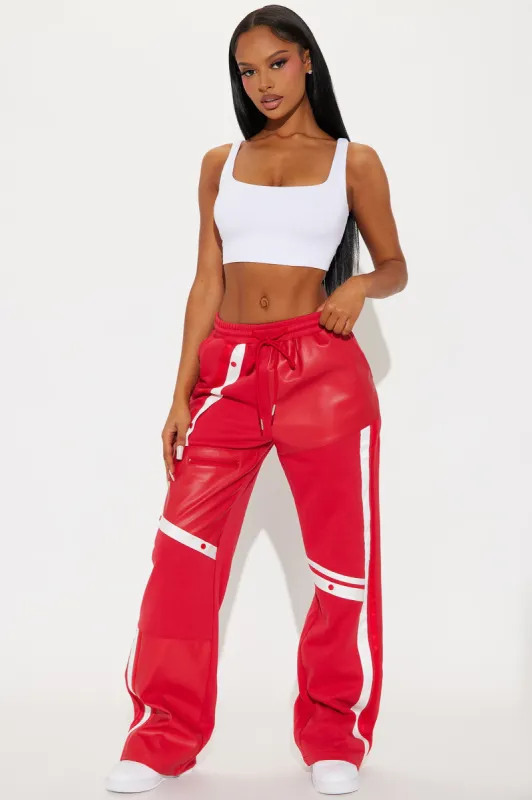 Private Landing Striped Track Pant - Red/White sold by Fashion Nova