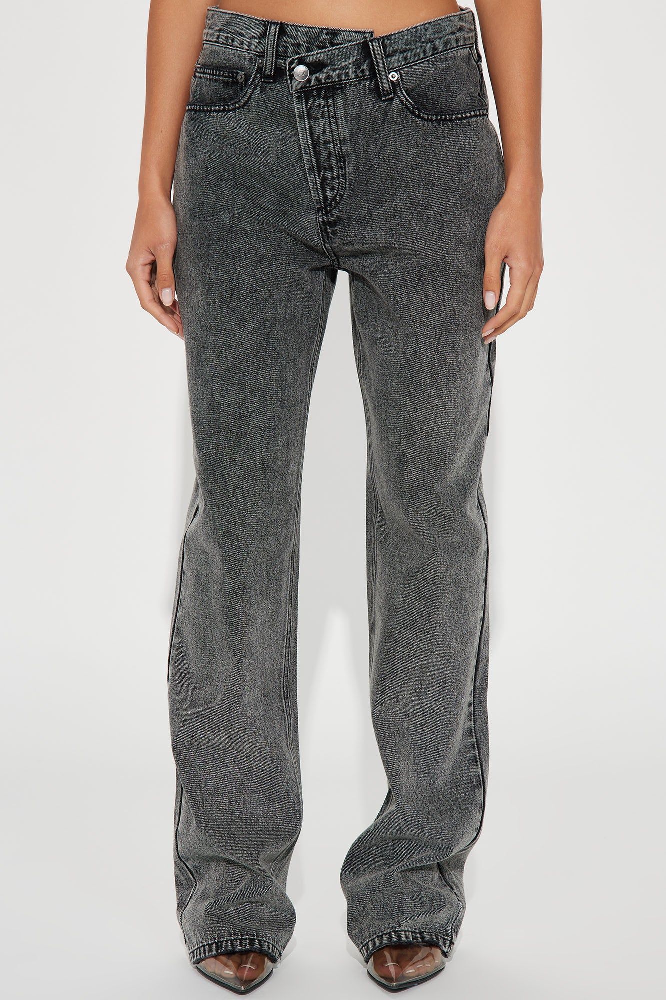 Crossover Straight Leg Tinted Jeans - Black Wash sold by Fashion Nova product image thumbnail 2
