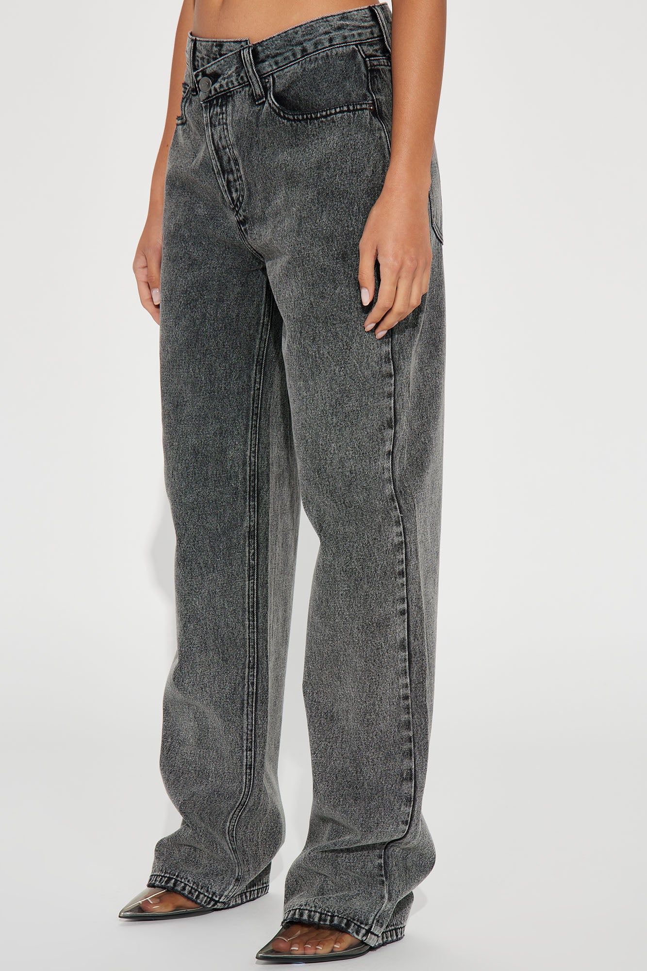 Crossover Straight Leg Tinted Jeans - Black Wash sold by Fashion Nova product image thumbnail 3