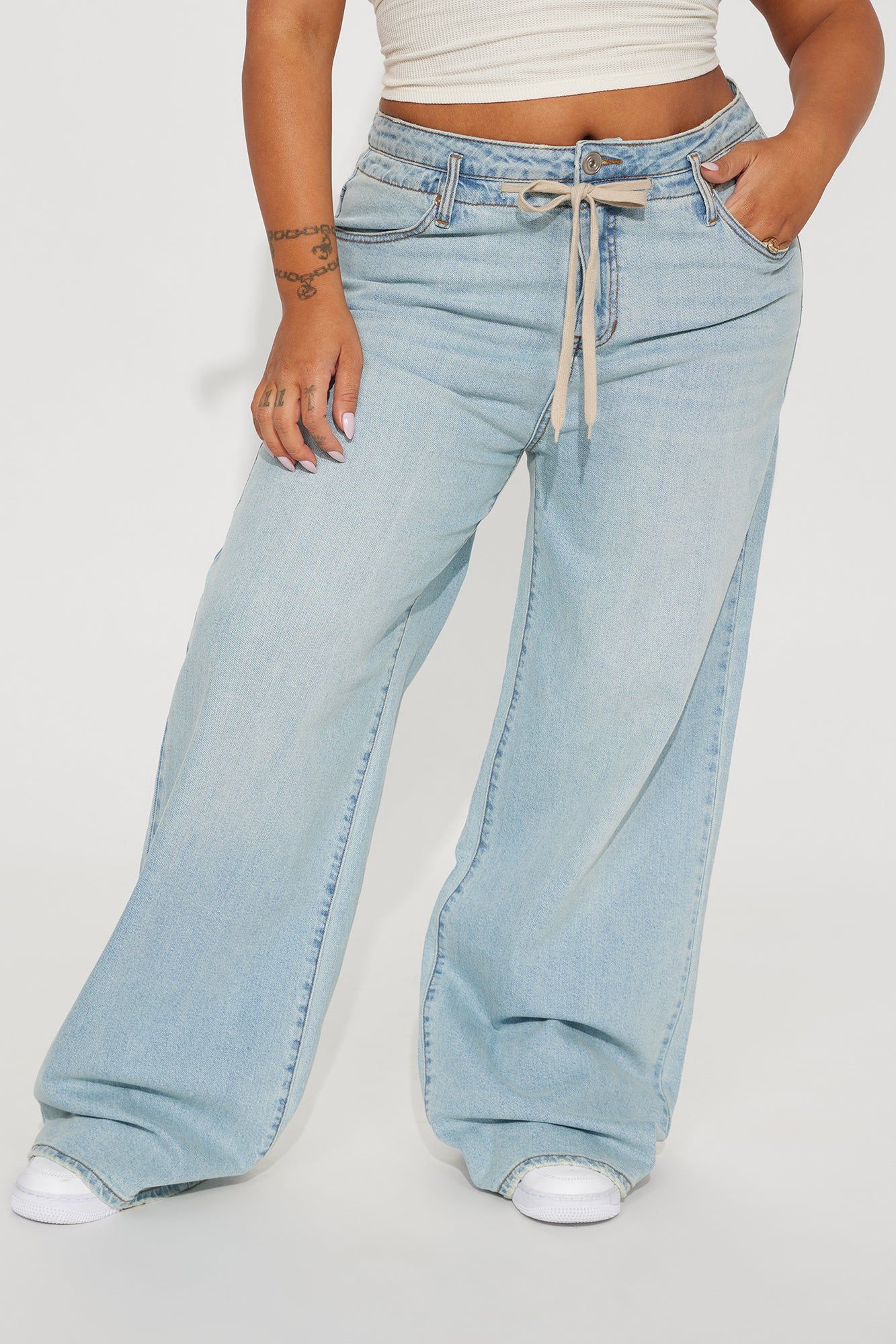Main Reason Tie Waist Baggy Jeans - Light Wash sold by Fashion Nova product image thumbnail 5