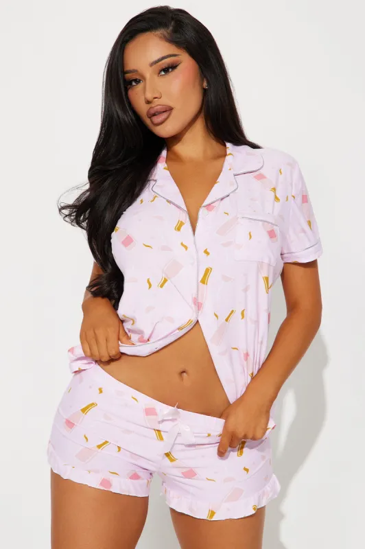 Popping Bottles PJ Short Set - Blush/combo sold by Fashion Nova