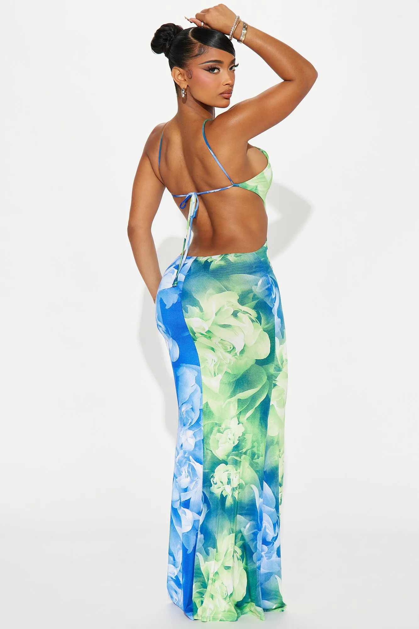 Pricilla Backless Maxi Dress - Blue/combo sold by Fashion Nova product image thumbnail 3