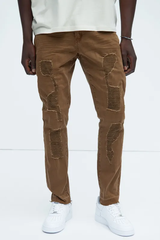 Colter Slim Pants - Dark Brown sold by Fashion Nova
