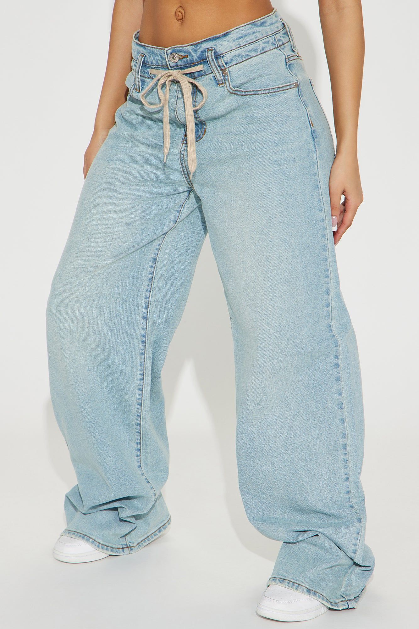 Main Reason Tie Waist Baggy Jeans - Light Wash sold by Fashion Nova product image thumbnail 2