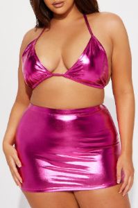 Maui Metallic Triangle Bikini Top - Pink sold by Fashion Nova
