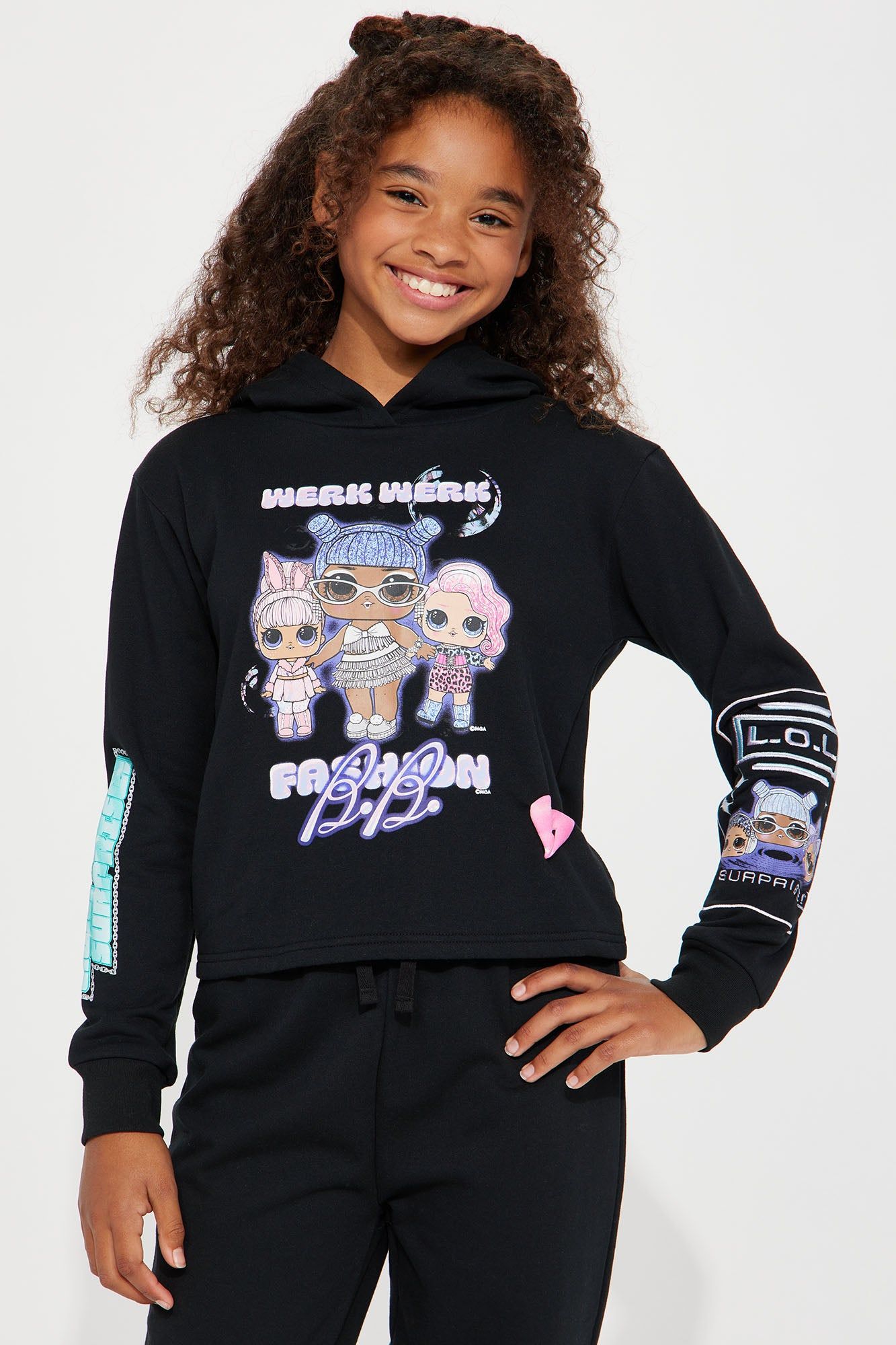 Mini LOL Surprise Work Work Fleece Jogger Set - Black sold by Fashion Nova product image thumbnail 2