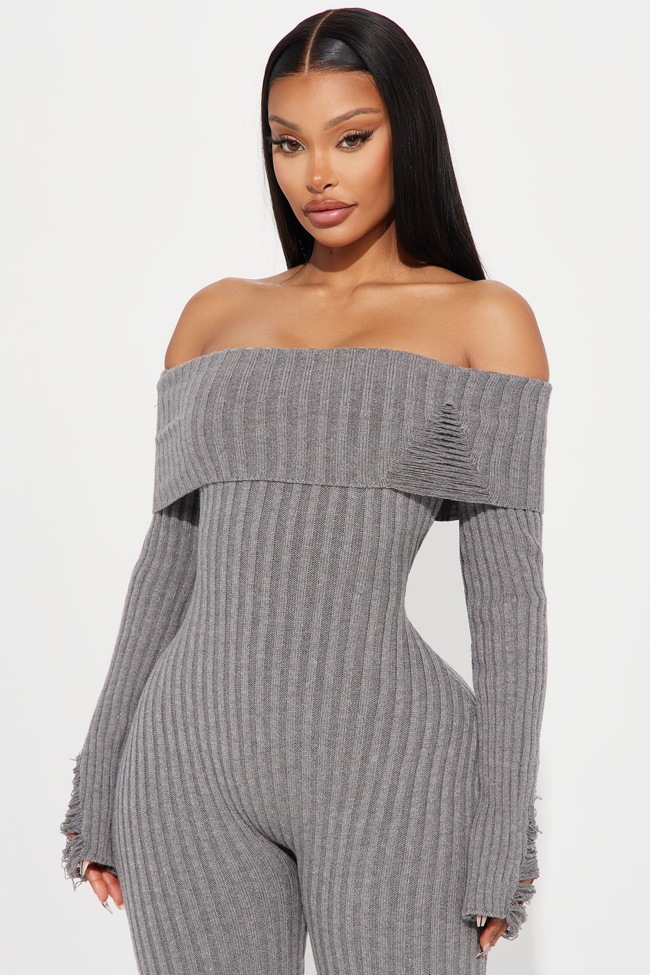 Better Days Sweater Jumpsuit - Heather Grey sold by Fashion Nova product image thumbnail 2