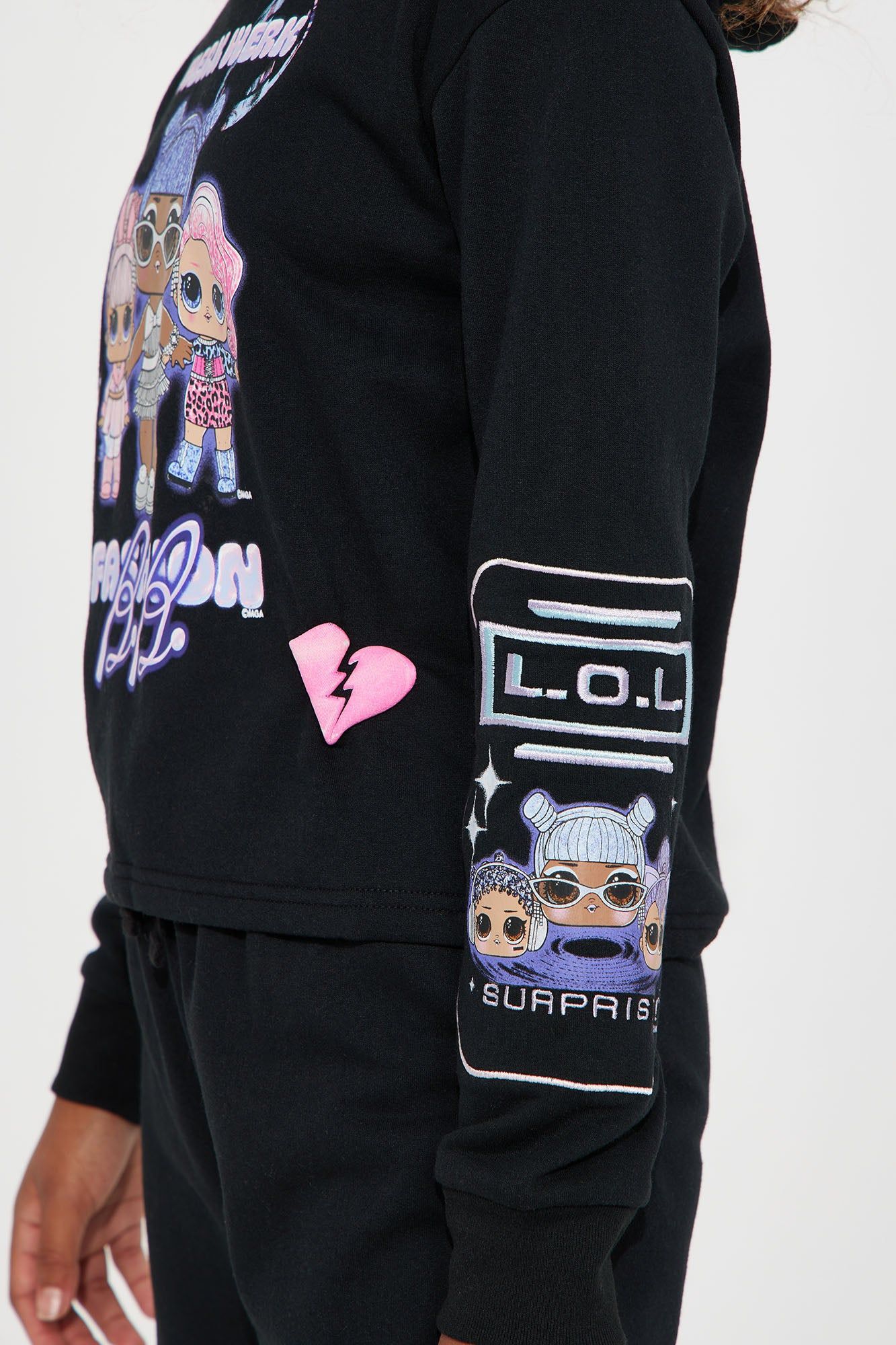 Mini LOL Surprise Work Work Fleece Jogger Set - Black sold by Fashion Nova product image thumbnail 5