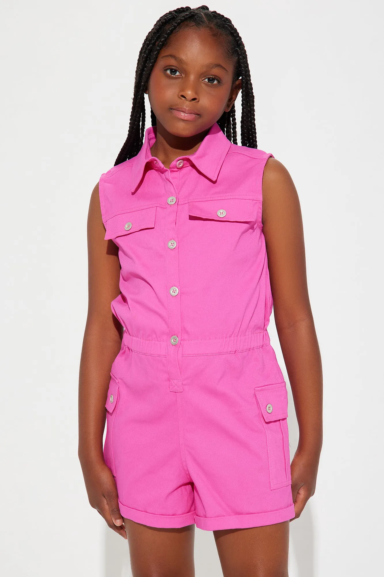 Mini Sweetheart Twill Romper - Hot Pink sold by Fashion Nova product image thumbnail 2