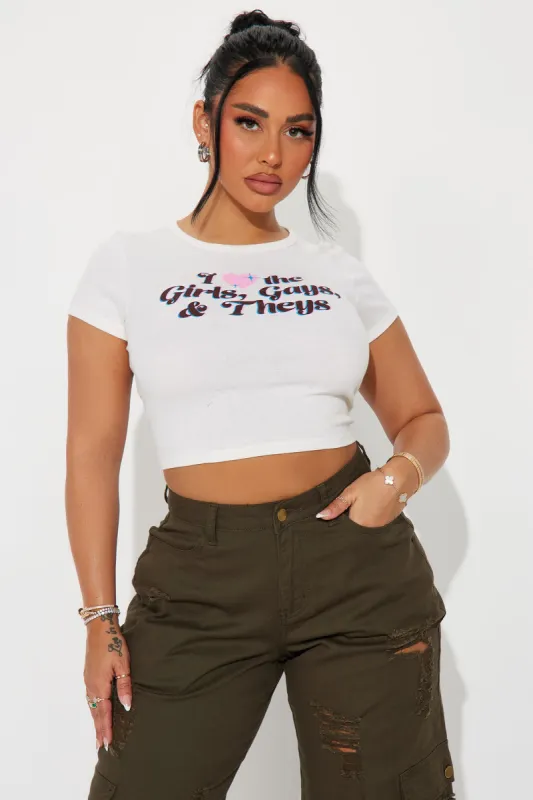 I Love The Girls Gays & Theys Tee - Ivory sold by Fashion Nova