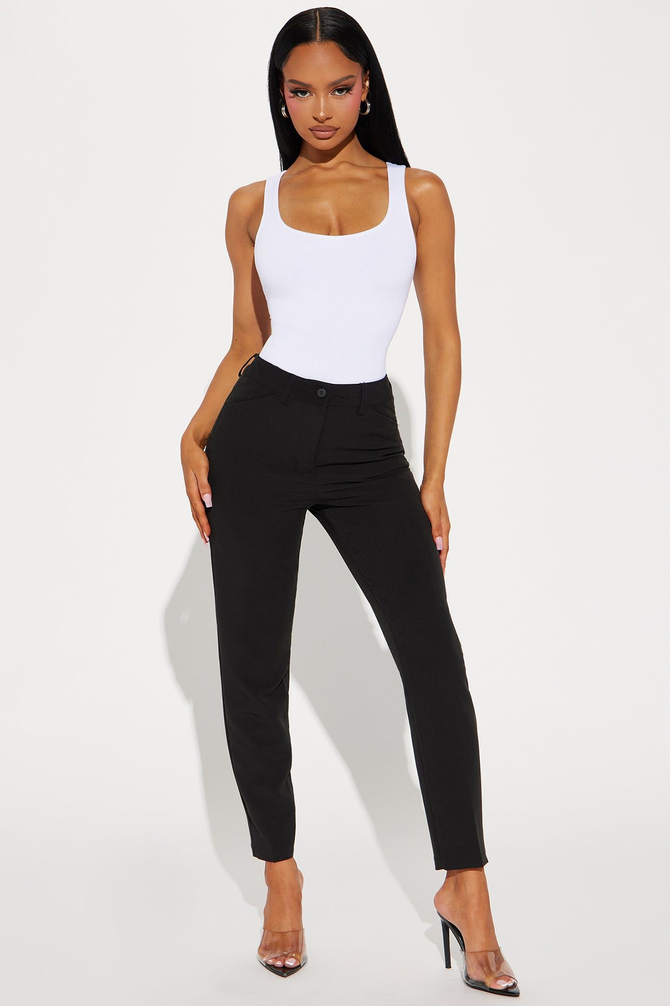 Meet Me In The Office Skinny Trouser - Black sold by Fashion Nova
