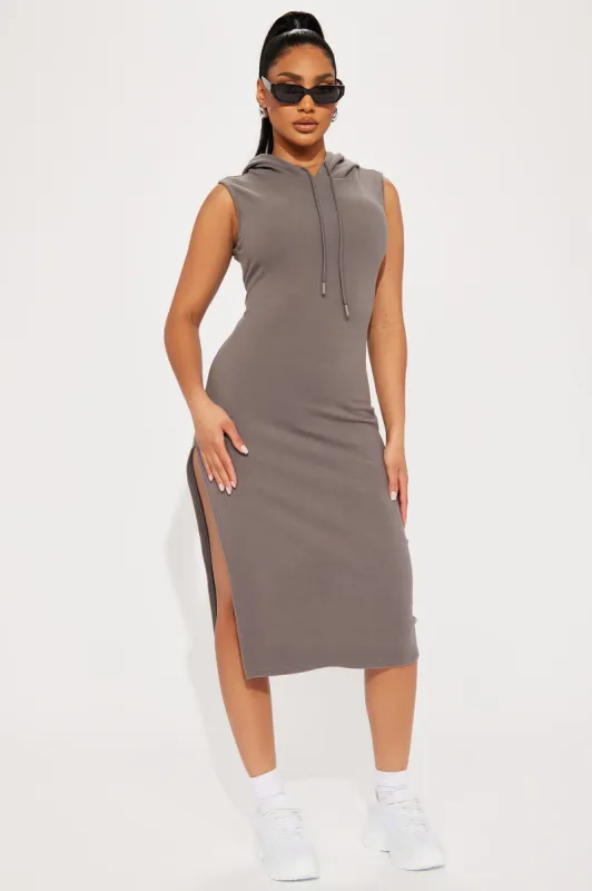 Cozy Mood Midi Dress - Grey sold by Fashion Nova