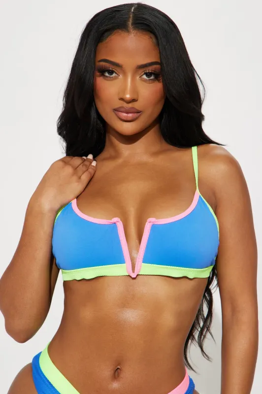 Luxe Escape Bralette Bikini Top - Blue/combo sold by Fashion Nova