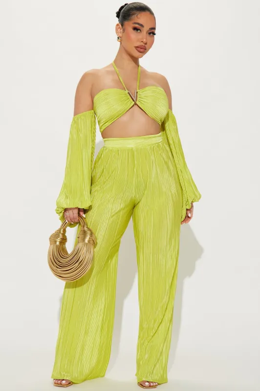 Meghan Plisse Pant Set - Lime sold by Fashion Nova