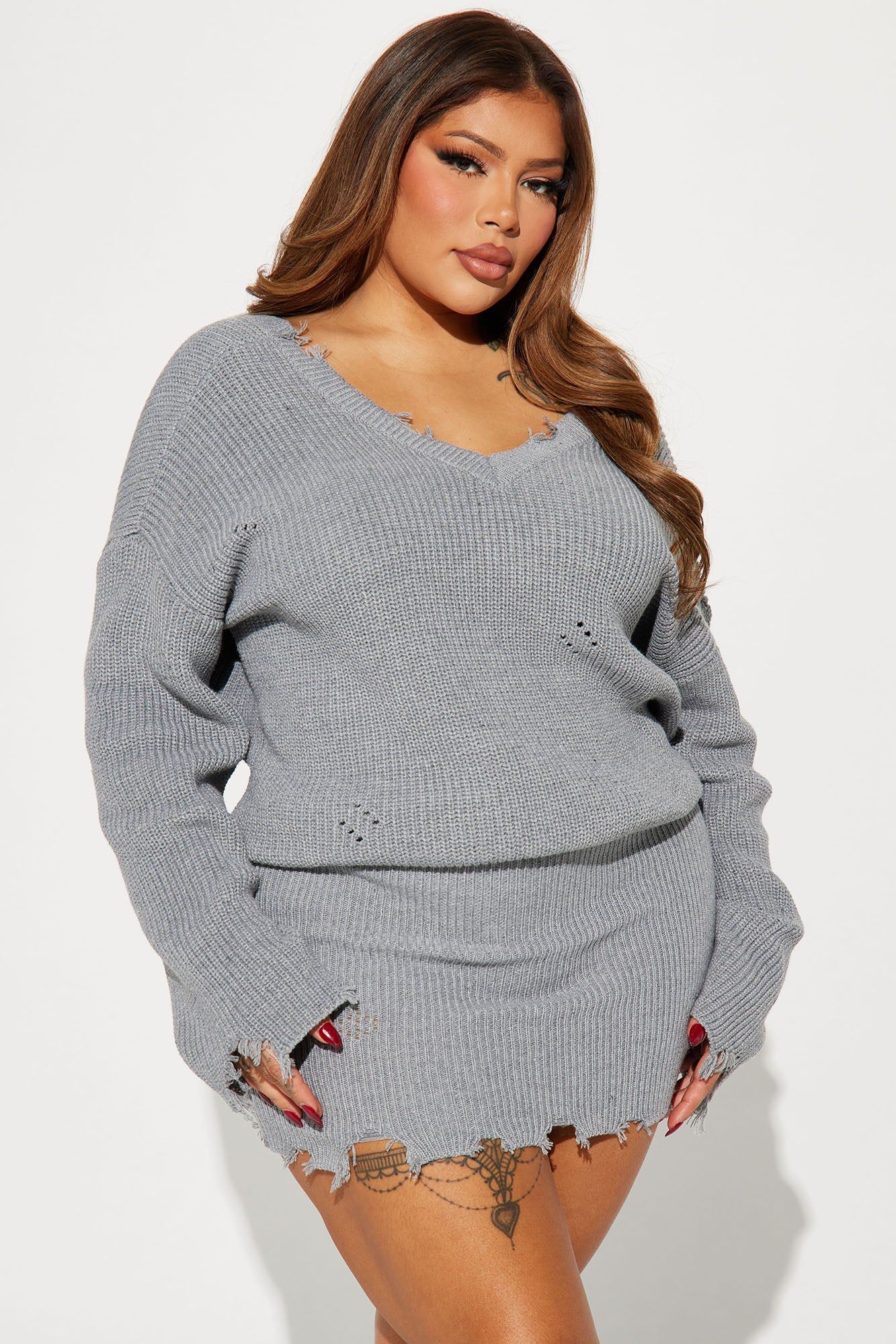 Adeline Sweater Mini Dress - Heather Grey sold by Fashion Nova product image thumbnail 5
