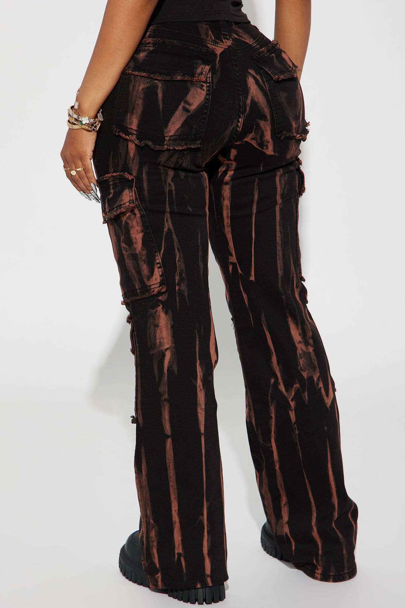 No Tengas Miedo Stretch Cargo Jeans - Black/Orange sold by Fashion Nova product image thumbnail 3