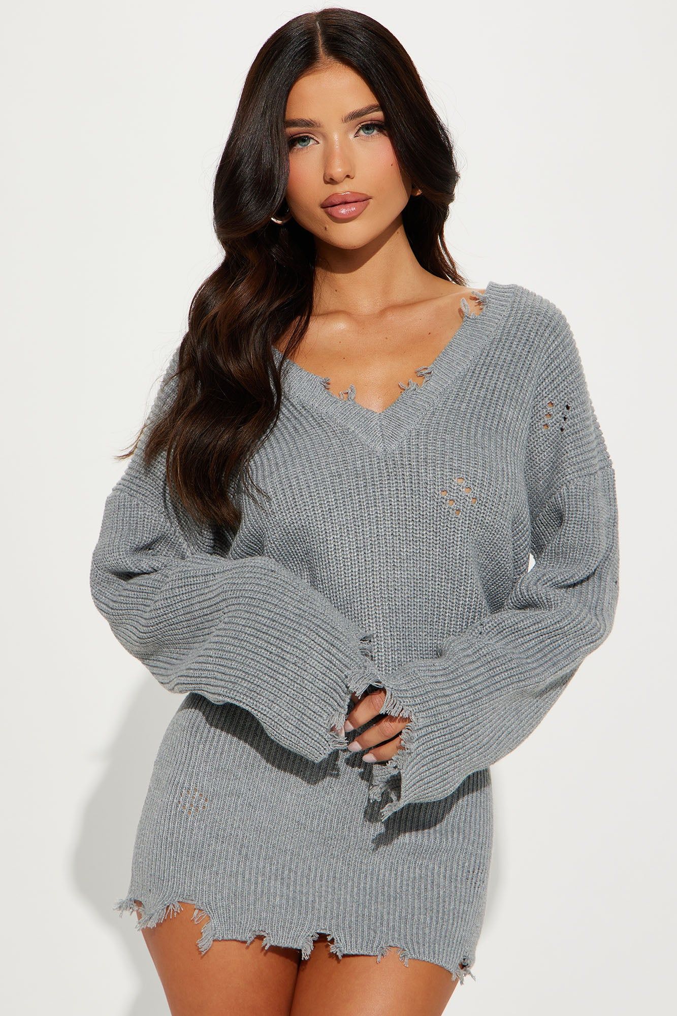 Adeline Sweater Mini Dress - Heather Grey sold by Fashion Nova product image thumbnail 2