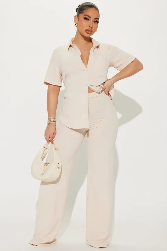 Makenzie Short Sleeve Pant Set - Oatmeal sold by Fashion Nova