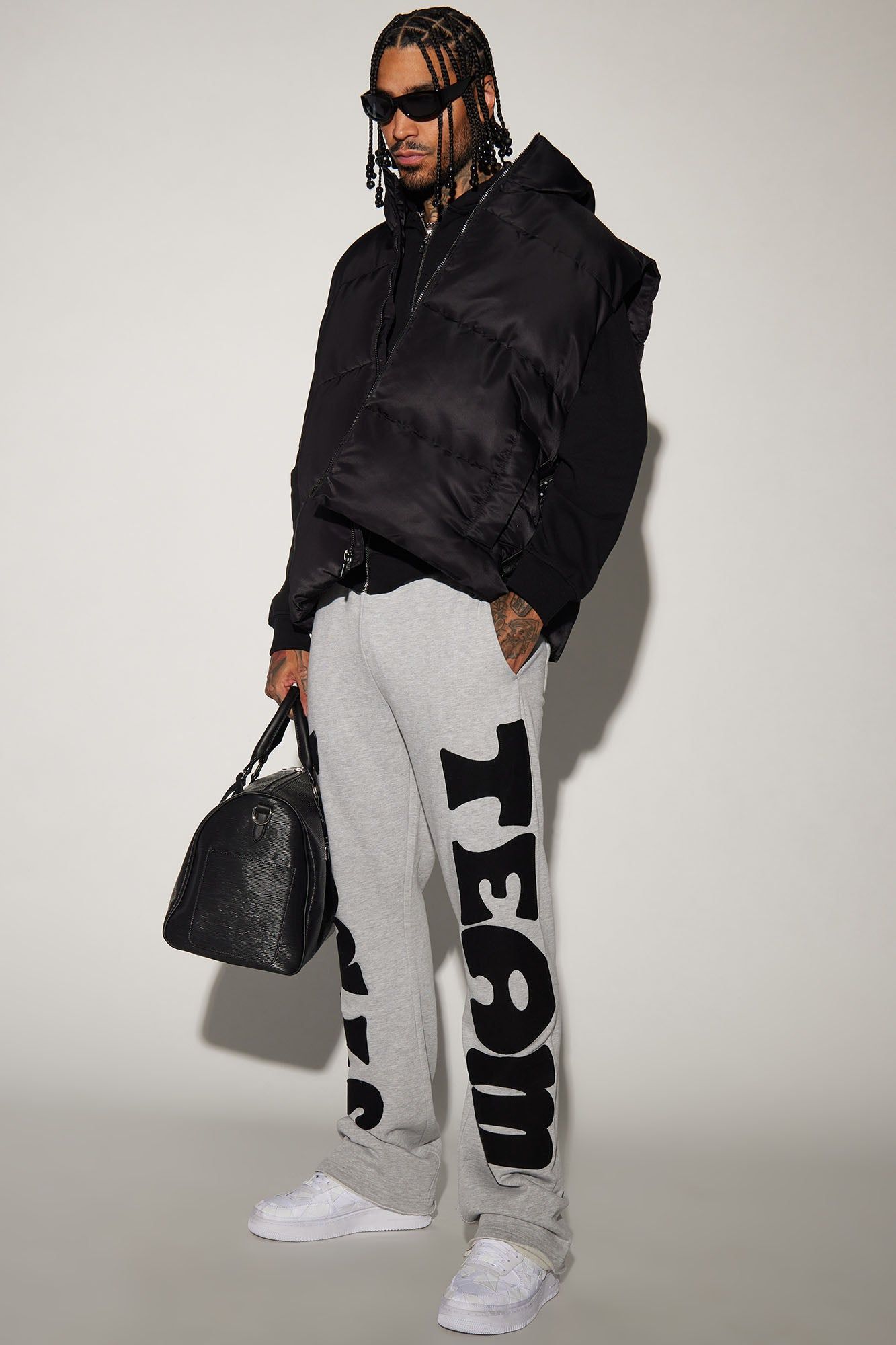 Tyson Street Team Skinny Flared Sweatpant - Heather Grey sold by Fashion Nova product image thumbnail 2