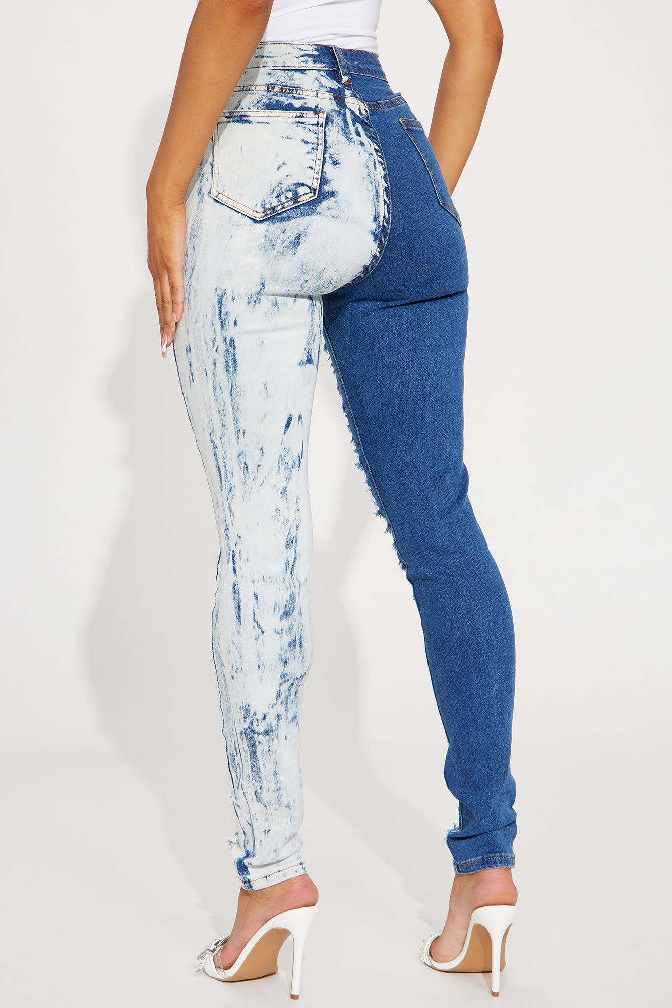 Taking It Personally Stretch Two Tone Ripped Skinny Jeans - Dark Wash sold by Fashion Nova product image thumbnail 4