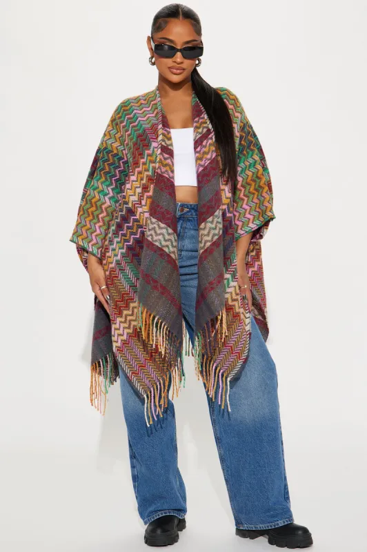 World Travels Printed Poncho - Multi Color sold by Fashion Nova