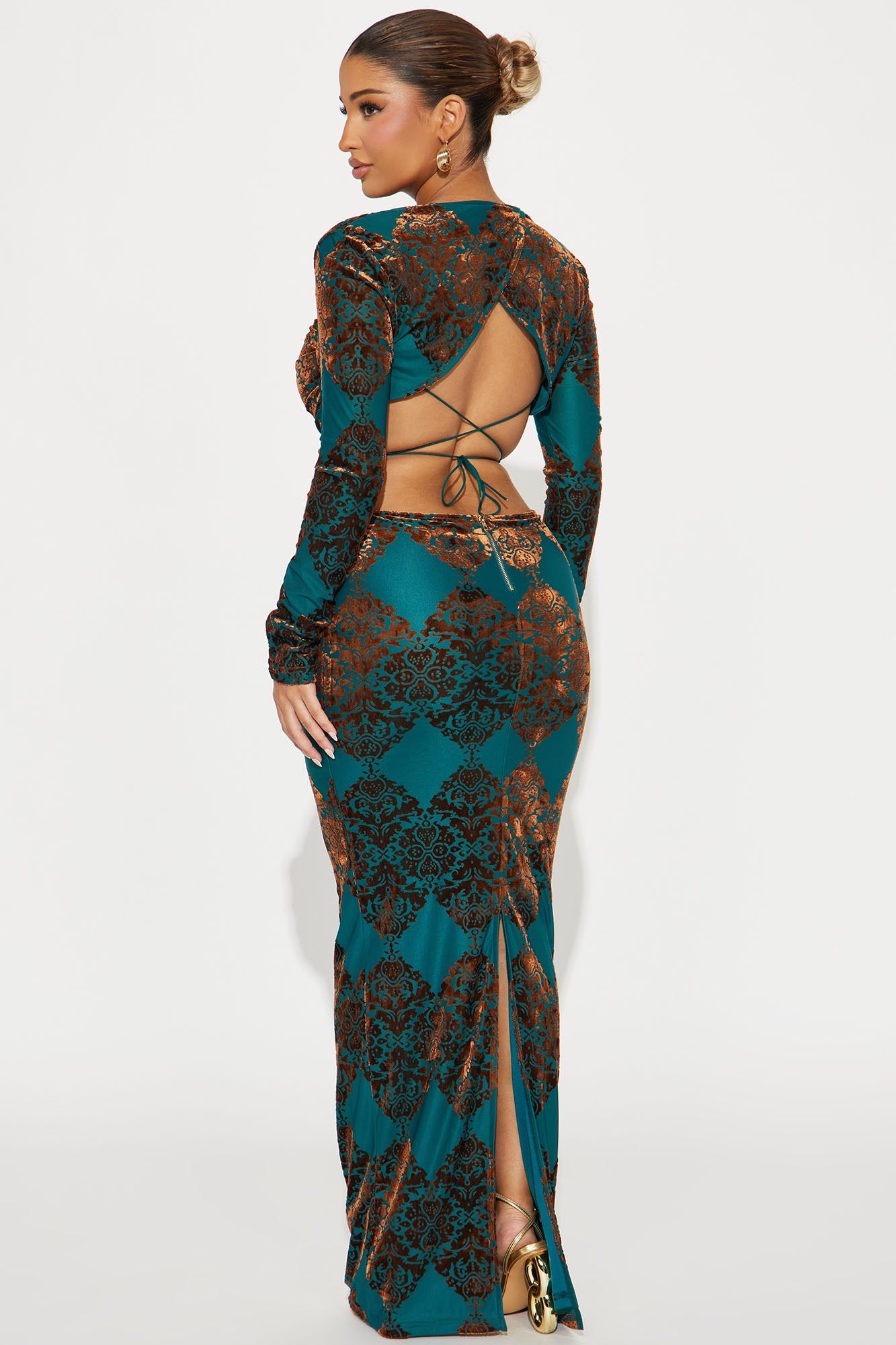 Alanna Mesh Maxi Dress - Green/combo sold by Fashion Nova product image thumbnail 3