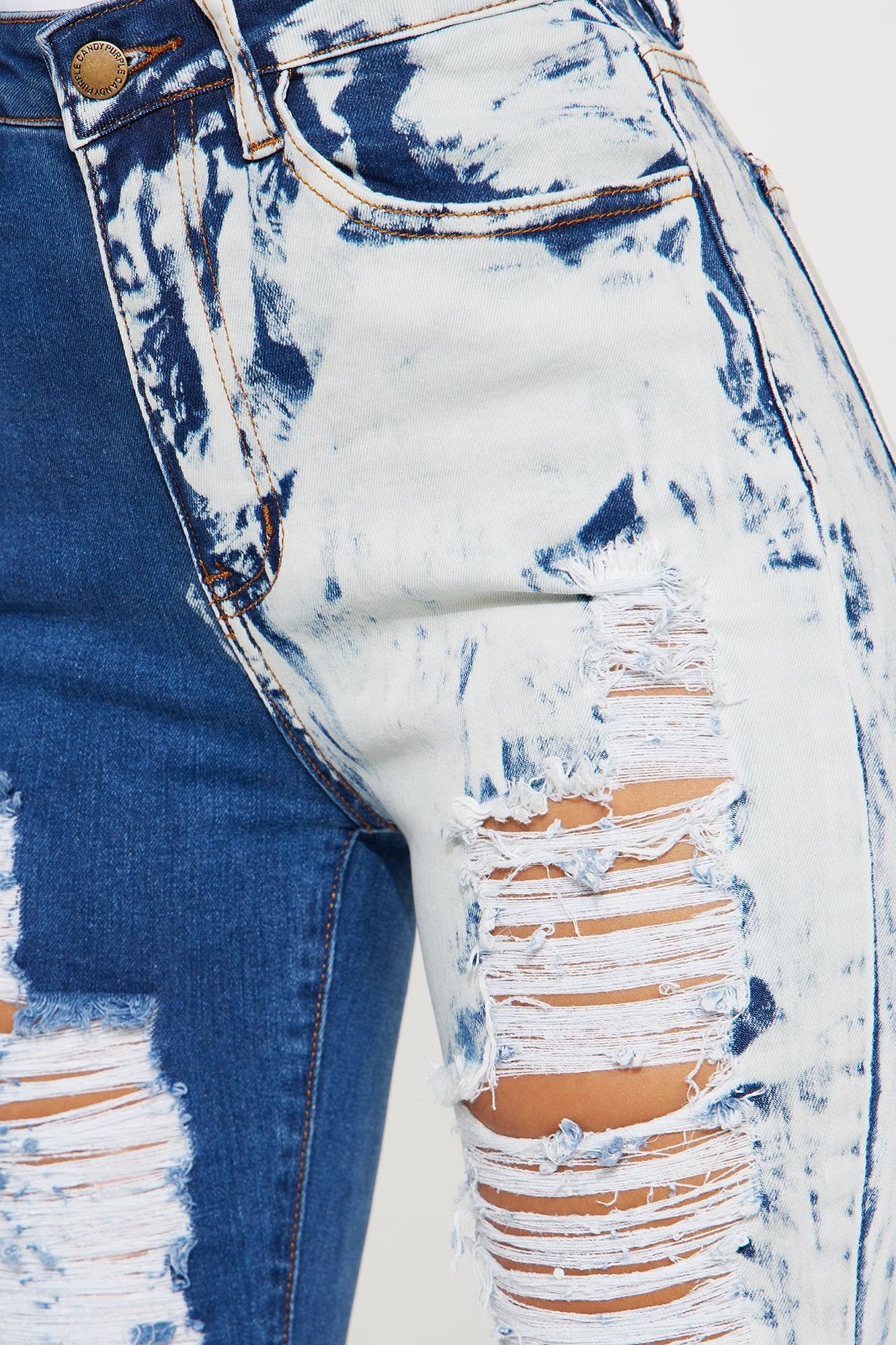 Taking It Personally Stretch Two Tone Ripped Skinny Jeans - Dark Wash sold by Fashion Nova product image thumbnail 3