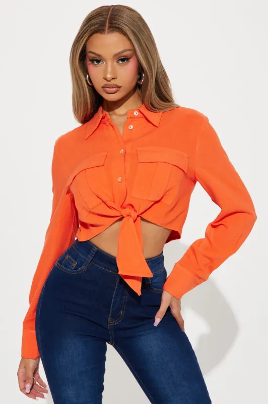 On Your Mind Linen Shirt - Orange sold by Fashion Nova