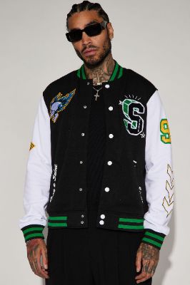 Saint & Sinner Varsity Jacket - Black sold by Fashion Nova