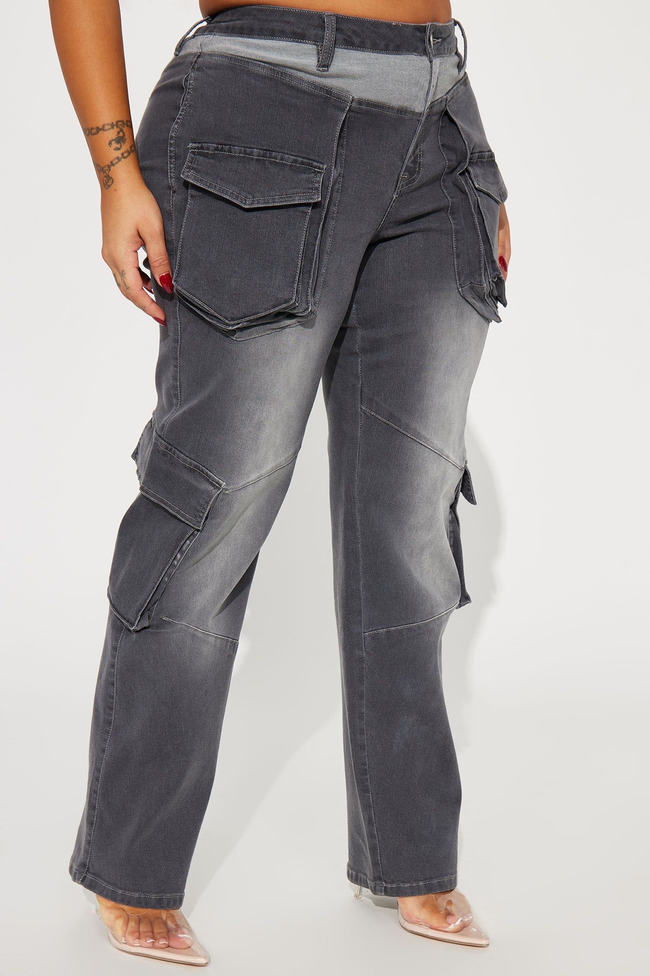 Isabella Stretch Cargo Jeans - Grey sold by Fashion Nova product image thumbnail 5