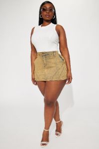 All Seems Right Tinted Denim Mini Skirt - Medium Wash sold by Fashion Nova