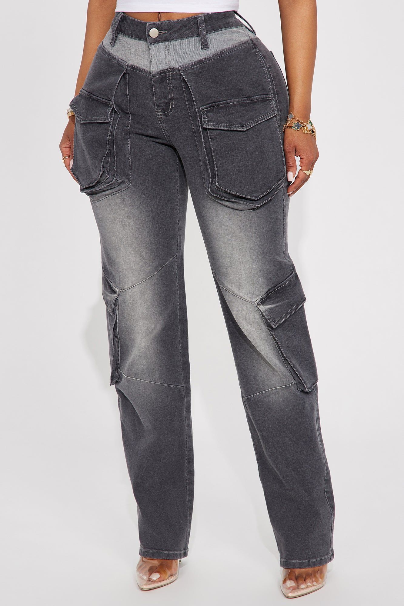 Isabella Stretch Cargo Jeans - Grey sold by Fashion Nova product image thumbnail 2