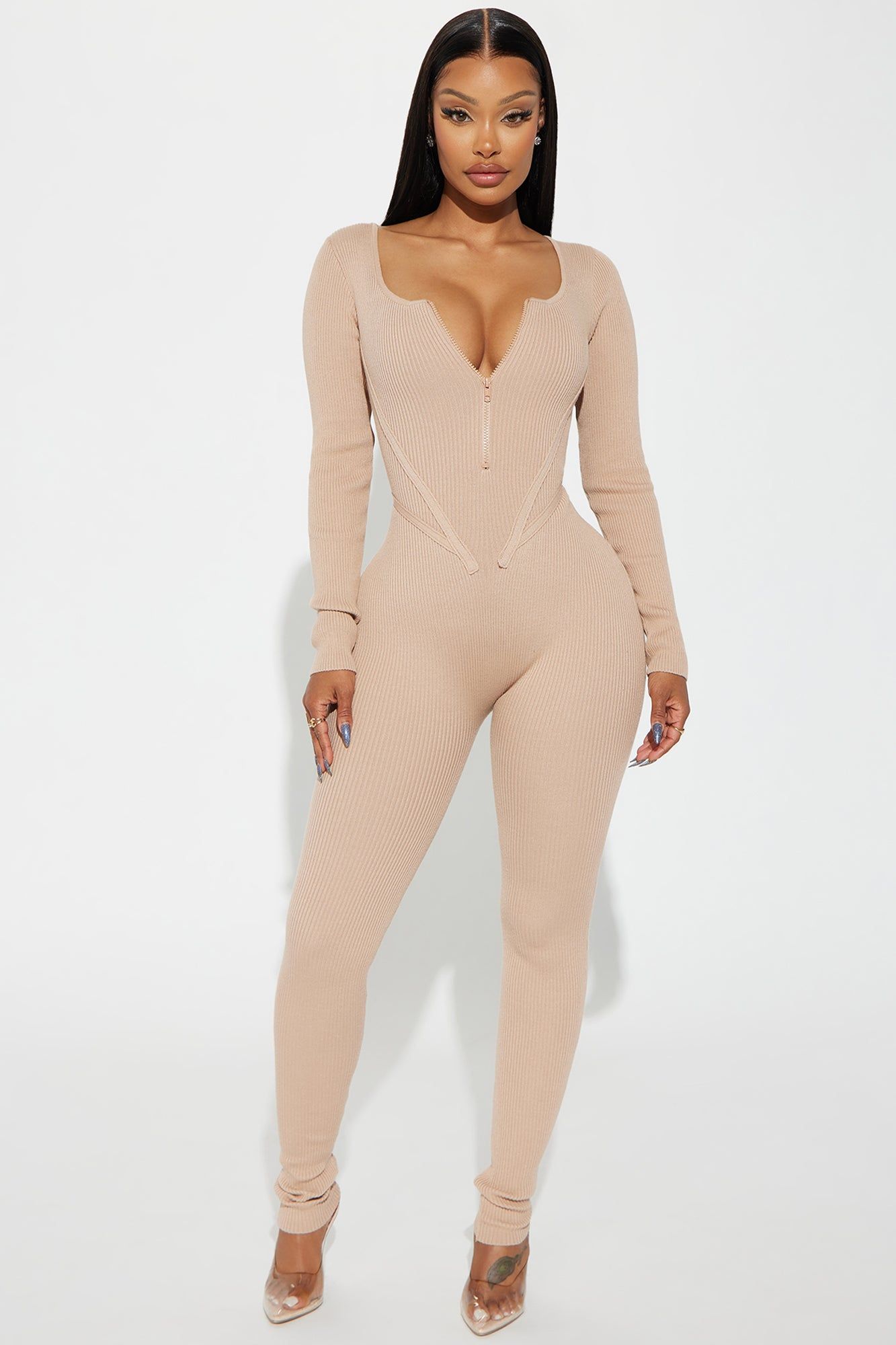 More About Me Sweater Jumpsuit - Taupe sold by Fashion Nova