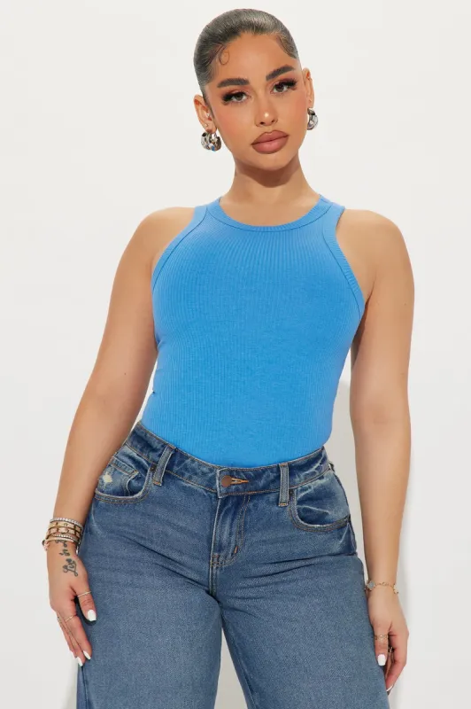 Reina Ribbed Tee - Blue sold by Fashion Nova