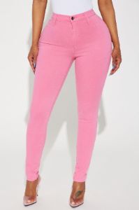 Classic Color High Waist Skinny Jeans - Pink sold by Fashion Nova