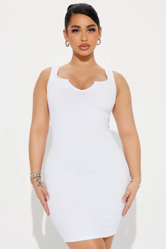 Alexxia Ribbed Mini Dress - White sold by Fashion Nova