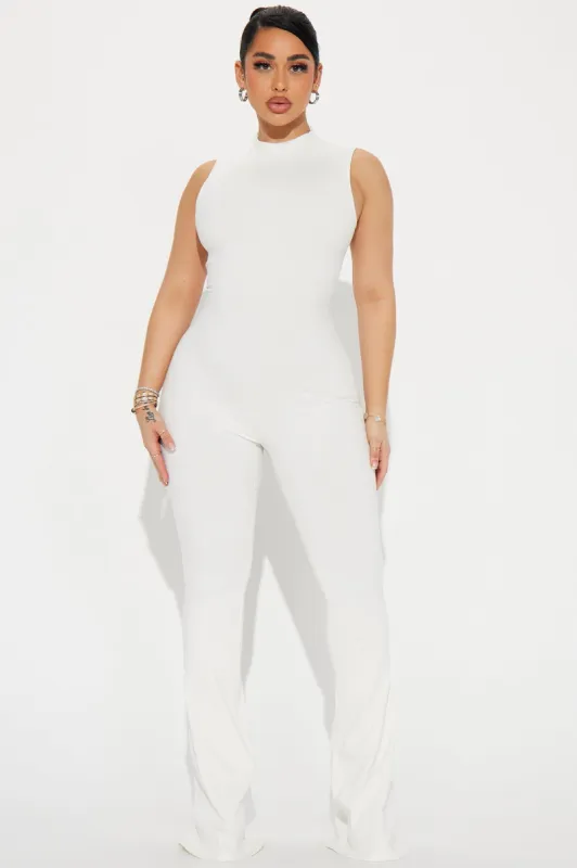 Amber Snatched Flare Jumpsuit - Off White sold by Fashion Nova