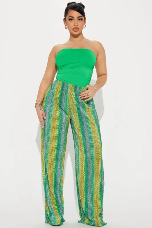 Love A Good Time Plisse Pant - Green/combo sold by Fashion Nova