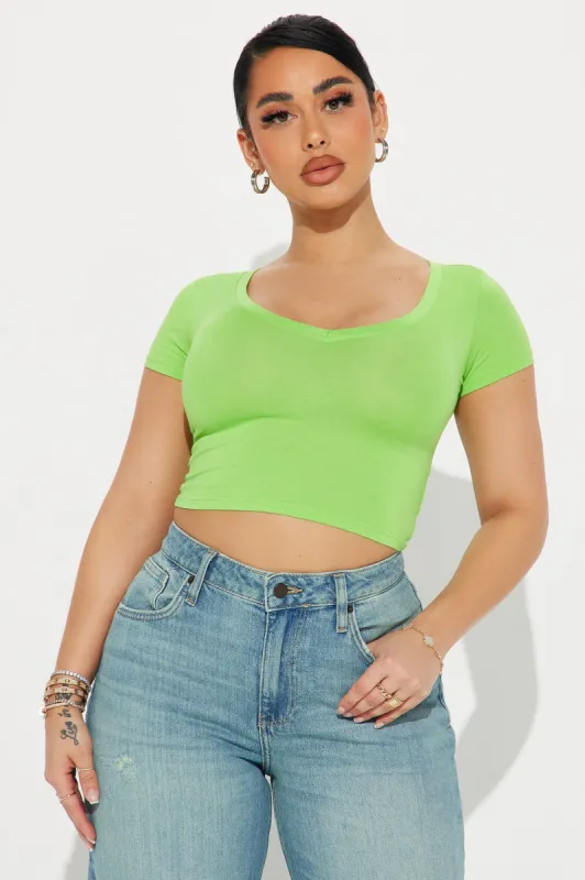 Vanessa V-Neck Crop Top - Green sold by Fashion Nova